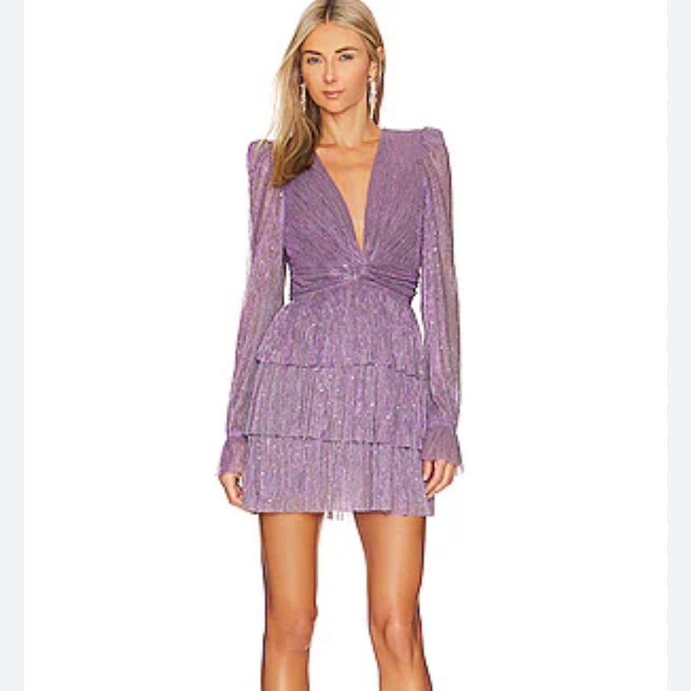 Sabina Musayev Lavender Long Sleeve Mini Dress